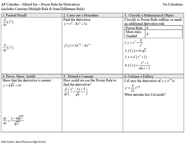 AP Calculus - Mixed Six.